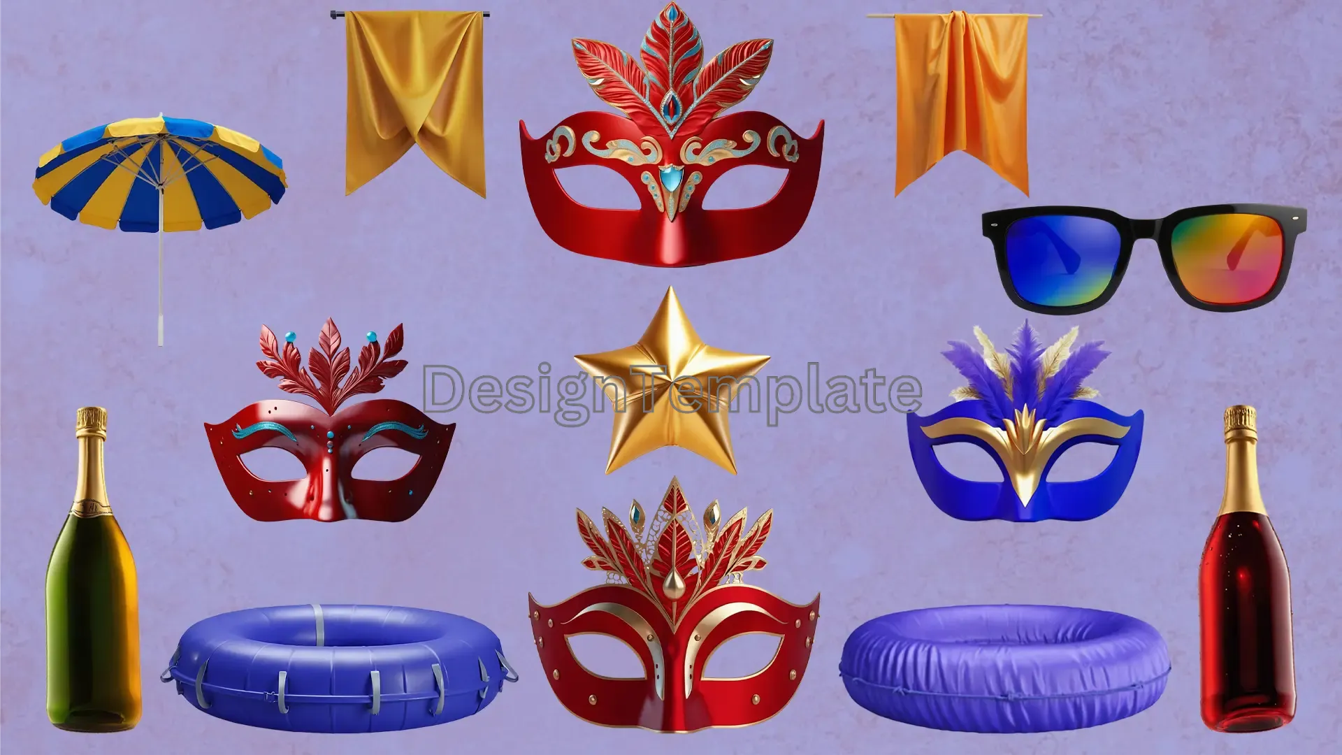 Masquerade Party Poster 3D Elements Pack image